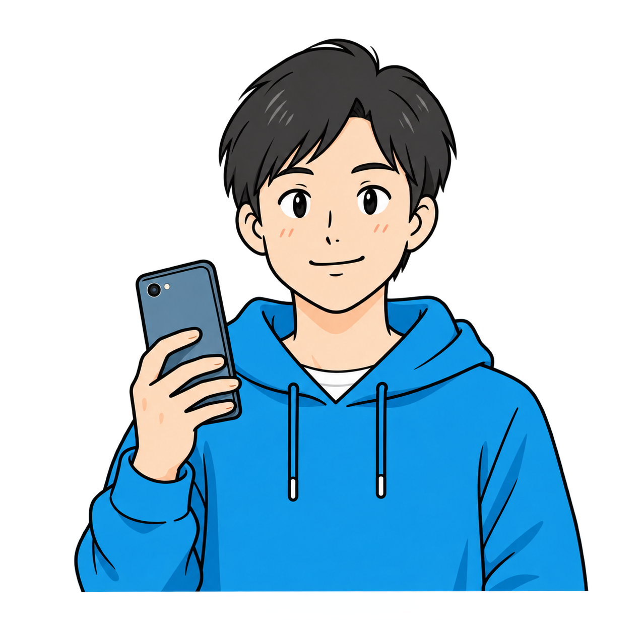 スマートフォンを持つ男性のバストアップイラスト